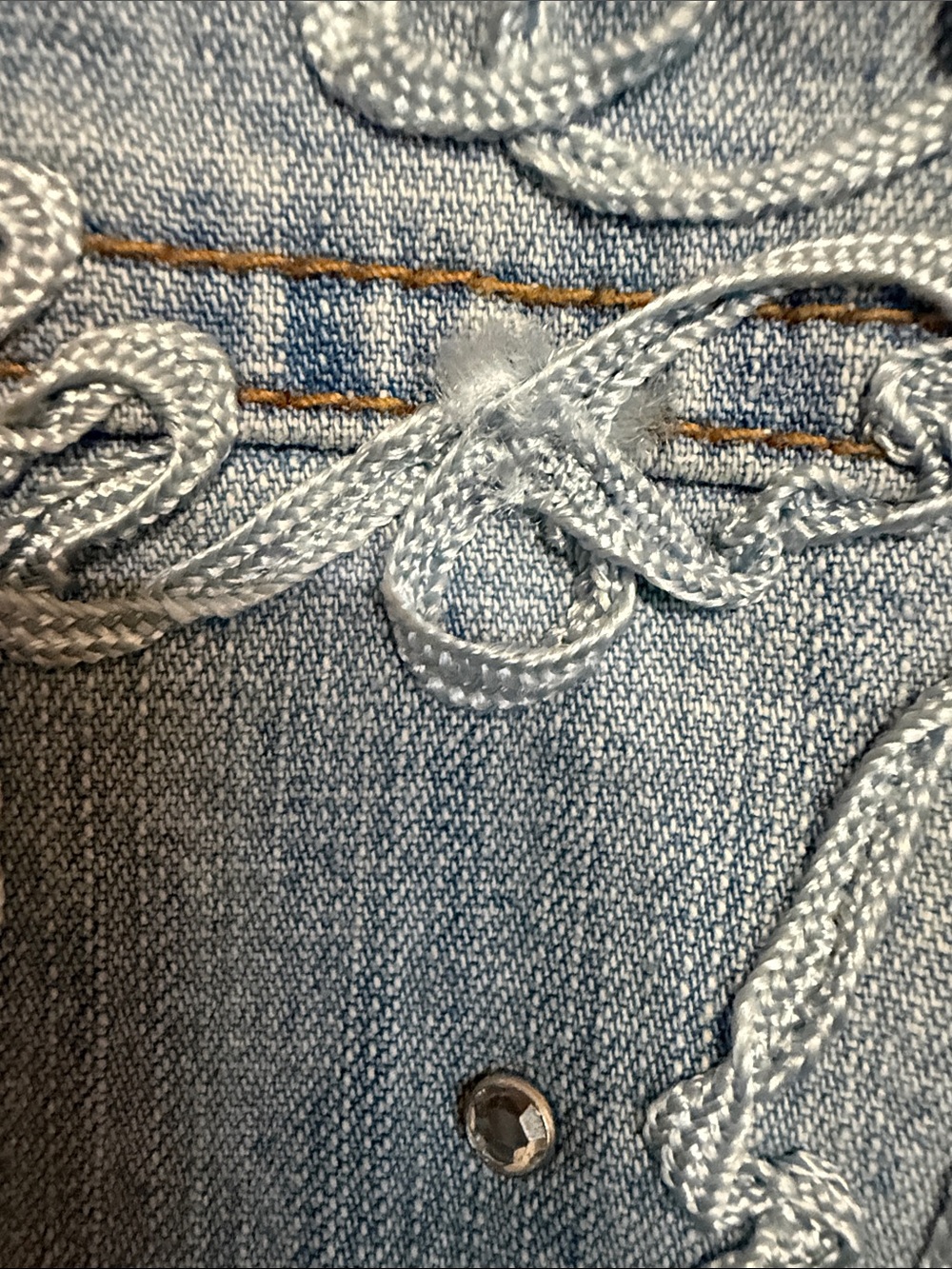 Chico's Light Blue Embroidered Denim Jacket - Picture 8 of 10